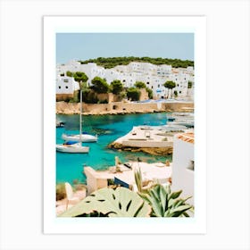 Ibiza sea and white building add a magical touch to your wall Art Print