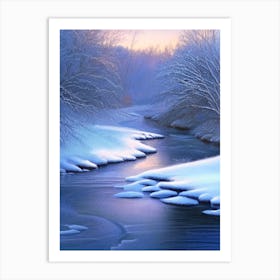 Frozen River Waterscape Crayon 2 Art Print