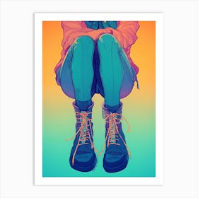 Girl With Boots Art Print