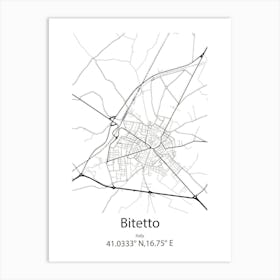 Bitetto,Italy Minimalist Map Art Print