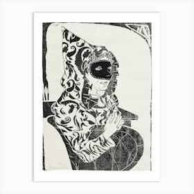 Masked Woman With Cape, Samuel Jessurun Art Print