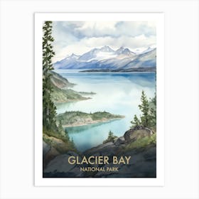 Glacier Bay National Park Watercolour Vintage Travel Poster 2 Art Print