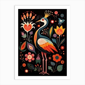 Folk Bird Illustration Grebe 1 Art Print