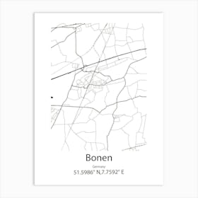 Bonen,Germany Minimalist Map Art Print