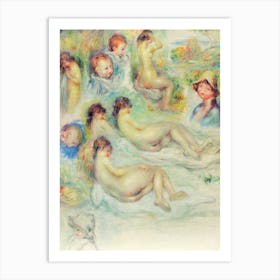 Studies Of Pierre Renoir; His Mother, Aline Charigot; Nudes; And Landscape (1885 1886), Pierre Auguste Renoir Art Print