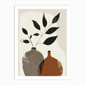 Two Vases With Leaves 3 Art Print