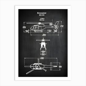 Eurocopter Ec120, Helicopter Blue Print, Military Erocopter Helicopter, Helicopter Art, Helicopter Decor, Eurocopter Ec120 Colibri, Vaec1201 Art Print