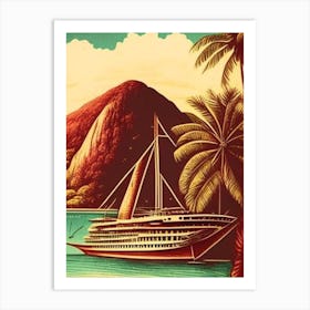 Maluku Indonesia Vintage Sketch Tropical Destination Art Print