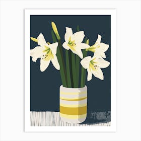 Amaryllis Flowers On A Table   Contemporary Illustration 3 Art Print