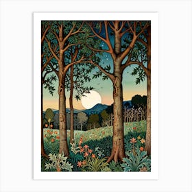 William Morris Moonlight In The Woods 26 Art Print