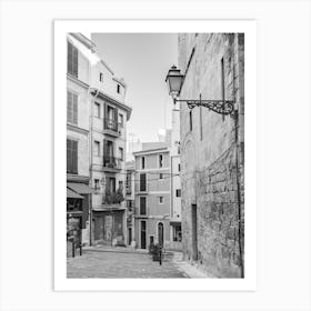 Palma de Mallorca Street in the old town black and white Art Print