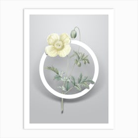 Vintage Welsh Poppy Minimalist Floral Geometric Circle on Soft Gray n.0156 Art Print