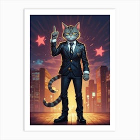 Cat In Business Suit Art Print