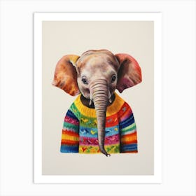 Baby Animal Wearing Sweater Elephant 2 Art Print