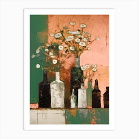 Bottles And Flowers Still Life Art Print