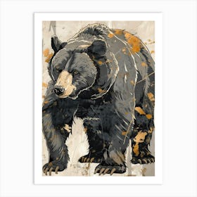 Black Bear Precisionist Illustration 2 Art Print