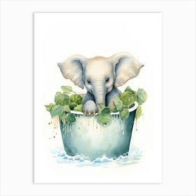 Elephant Painting In A Bathtub Watercolour 4 Art Print
