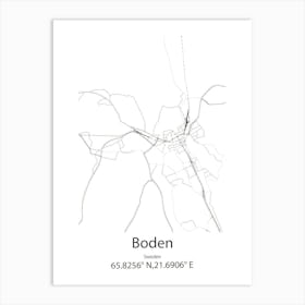 Boden,Sweden Minimalist Map Art Print