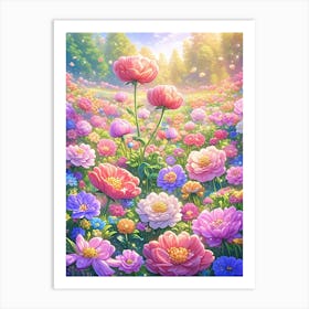 Peony Field Art Print