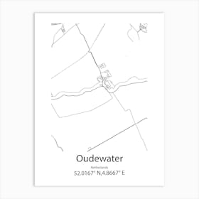 Oudewater,Netherlands Minimalist Map Art Print