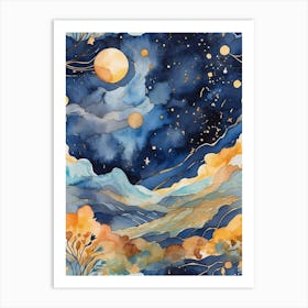 Watercolor Night Sky Art Print