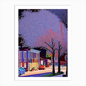 Cary, City Us  Pointillism Art Print