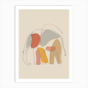 Elephant - Boho, Line Art 5 Art Print