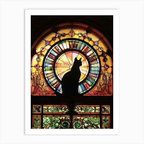 Cat In Stained Glass Window 10 Art Print