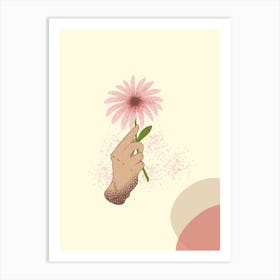 Hand Holding A Flower Art Print