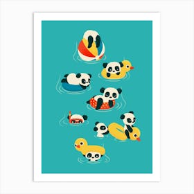 Tubing Pandas Art Print