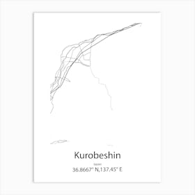 Kurobeshin,Japan Minimalist Map Póster