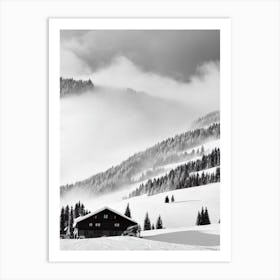 Nassfeld, Austria Black And White Skiing Poster Art Print