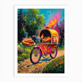 Hot Dog On A Bike Art Print