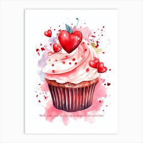 Heart Love Cupcake Sweet Valentine Art Print