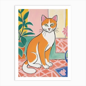 Cat On A Table Art Print