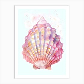 Sea Shell On A Blue Background 1 Art Print