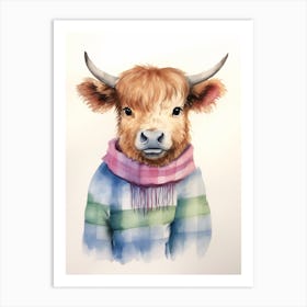 Baby Animal Watercolour Bison Art Print