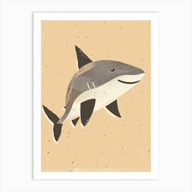 Storybook Style Shark Muted Pastels 1 Art Print