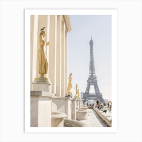 Paris Eiffel Tower In Gold Art Print