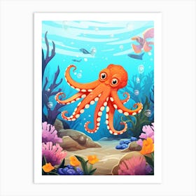 Giant Octopus Kids Illustration 2 Art Print