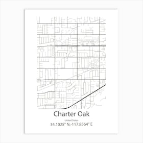 Charter Oak,United States Minimalist Map 1 Art Print