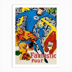 Fantastic Four Jack Kirby The Thing Human Torch Invisible Woman Art Print