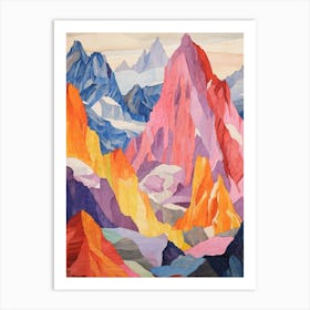 K2 Pakistan 2 Colourful Mountain Illustration Art Print