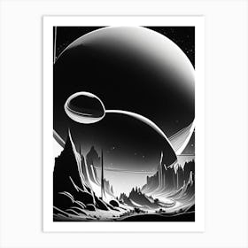 Planets Noir Comic Space Art Print