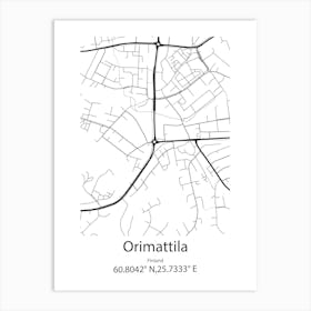 Orimattila,Finland Minimalist Map Art Print