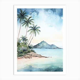 Watercolour Of Lanikai Beach   Oahu Hawaii Usa 3 Art Print