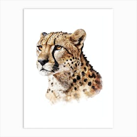 Cheetah Majestic Watercolor Painting Portrait Art Print