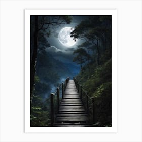 Full Moon Over The Forest Art Print