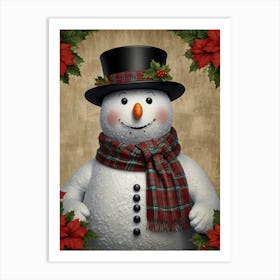 Snowman In Hat 1 Art Print