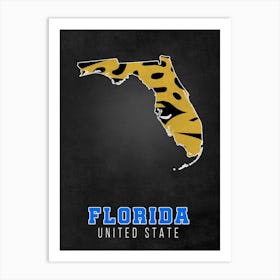 Jacksonville Jaguars Florida State Map Art Print